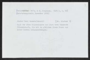 Brief von Gerhart Hauptmann an Ludwig Lindner