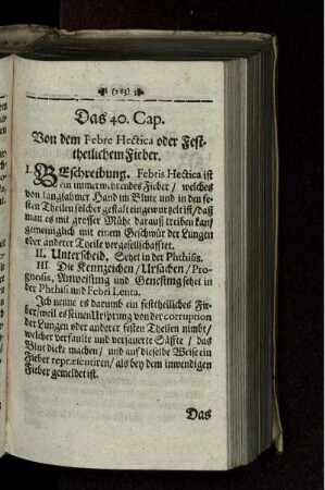 Das 40. Cap. Von dem Febre Hectica oder Festtheilichem Fieber.