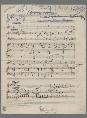Arie der Undine aus der Oper "Undine" - BSB Mus.ms. 9732