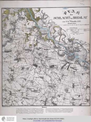 Plan der Schlacht bei Breslau am 22. November 1757. o.O. 1844