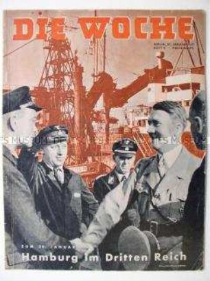 Illustrierte "Die Woche" mit einem mehrseitigen Bildbericht über Hamburg