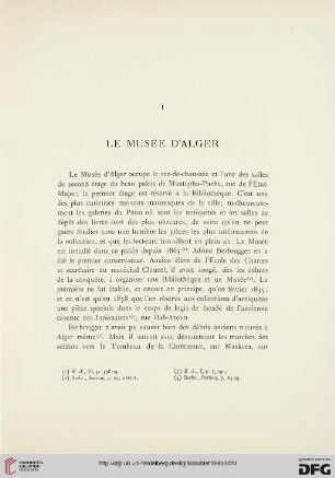 I: Le musée d’Alger