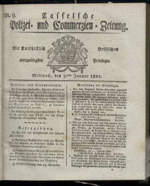 Nr. 9, Mittwoch den 31sten Januar. 1821