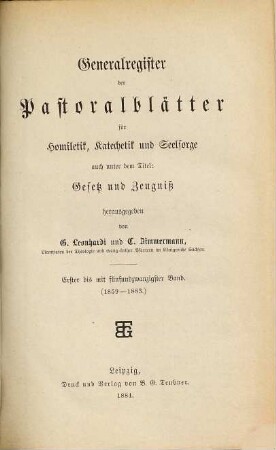 Pastoralblätter für Homiletik, Katechetik und Seelsorge. [25a]