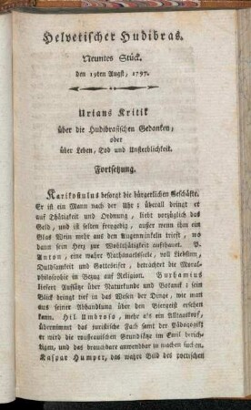 Helvetischer Hudibras. Neuntes Stück. Den 19ten Augst, 1797.