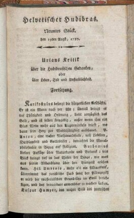 Helvetischer Hudibras. Neuntes Stück. Den 19ten Augst, 1797.