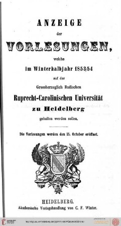 Wintersemester 1853/1854