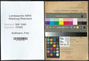 Entnazifizierung Fritz Kollmann , geb. 09.08.1900 (Buchhalter)