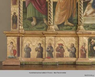 Thronende Madonna mit Kind umgeben von Heiligen : Predella