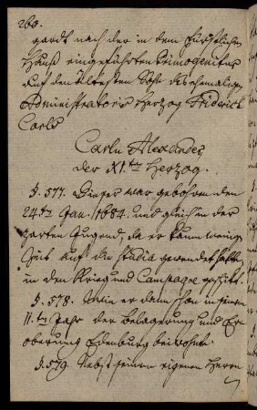 260-288, Carl Alexander, der XI. Herzog