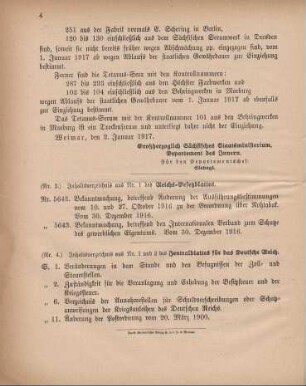 Nr. 3: Inhaltsverzeichnis aus Nr. 1 des Reichs-Gesetzblattes