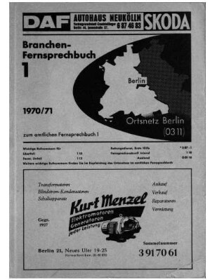 1970/1971: Amtliches Fernsprechbuch