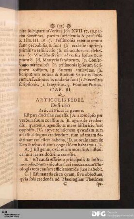 Cap. III. de Articulus Fidei.