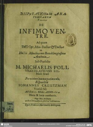 Disputationum Anatomicarum III: De Infimo Ventre
