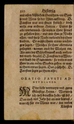 Oratio Fausti Ad Studiosos.