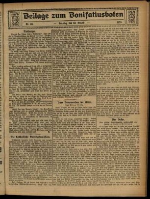 Zweite Ausgabe vom Sonntag, den 30. August 1925.
