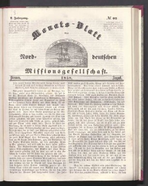 8. Jahrgang. N° 92. Bremen. 1858. August
