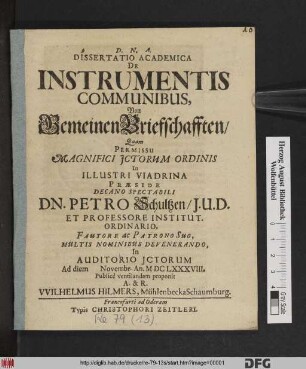 Dissertatio Academica De Instrumentis Communibus