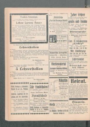 Todes-Anzeige : [Lehrer Lorenz Hesse] ; [Nekrolog]