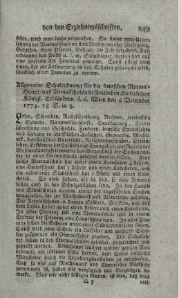 Allgemeine Schulordnung für die deutschen Normal- und Trivialschulen in sämtlichen kaiserlich-königlichen Erbländern.