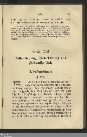 Vierter Teil. Instandsetzung, Unterhaltung und Hochwasserschutz