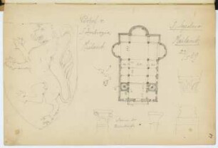 Sant’Ambrogio und San Sepulcro, Mailand: Grundriss, Details (aus: Skizzen- und Fotoalbum 3)