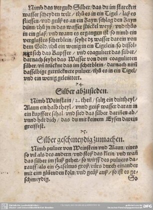 75. Silber geschmeydig zumachen.