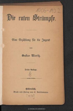 Die roten Strümpfe : ein Erzählung für die Jugend