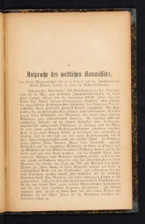 II. Ansprache des weltlichen Kommissär's