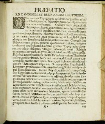 Præfatio Ad Candidum Et Benevolum Lectorem.