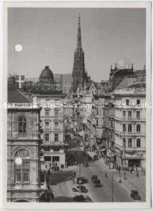 Wien, Kärntner Straße und Turm der Domkirche St. Stephan