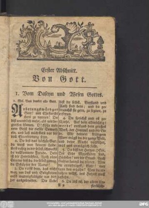 1. Vom Daseyn und Wesen Gottes.