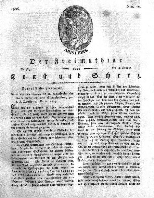 Nro. 10, Dienstag, den 14. Januar 1806