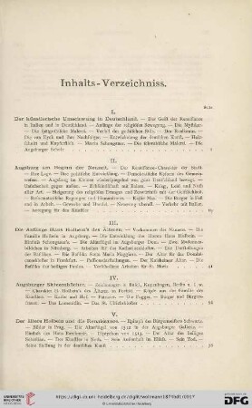 Inhalts-Verzeichniss