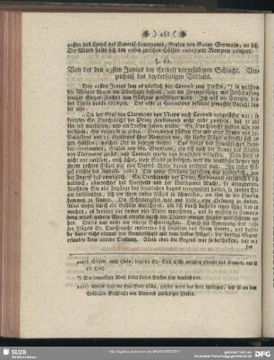 §. 62. Von der den 23sten Junius bey Crevelt vorgefallenen Schlacht. Verzeichniß des beyderseitigen Verlusts