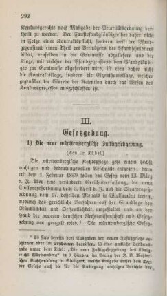 III. Gesetzgebung.