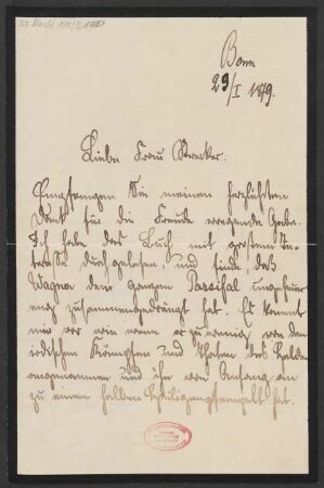 Brief an Minna Strecker : 29.01.1879