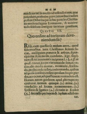 Quaestio VII. Quo ordine ad torturam deveniendum sit?