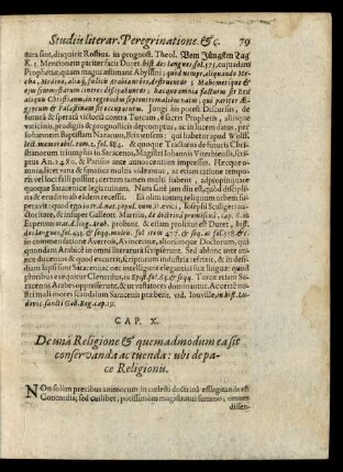 Cap. X. De una Religione & quemadmodum ea sit conservanda ac tuenda: ubi de pace Religionis.