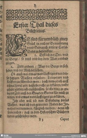 Erster Theil dieses Büchleins
