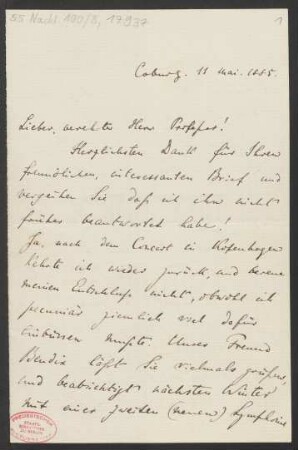 Brief an Unbekannt : 11.05.1885