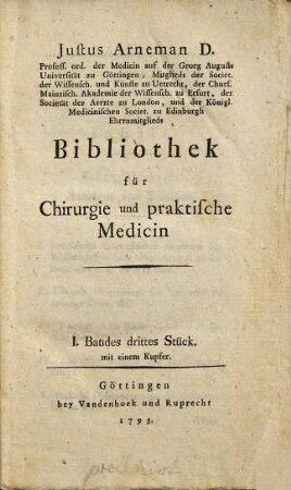 Bibliothek für Chirurgie und praktische Medicin, Bd 1, St. 3