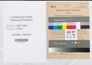 Entnazifizierung Heinrich Janssen, geb. 15.12.1893 (Brandmeister)