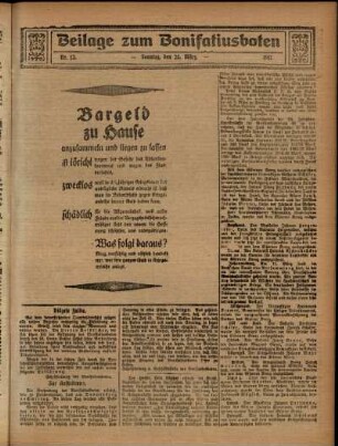 Zweite Ausgabe vom Sonntag, den 25. März 1917.