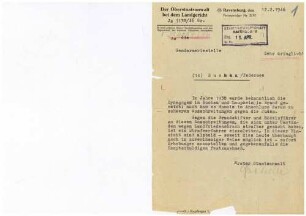 Strafakte Hagenmeyer, Erich, Polizeidirektor, Ulm, Bd.1 Qu.1-25