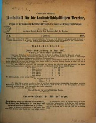 Amtsblatt für die landwirthschaftlichen Vereine : zugl. Organ für die Landwirthschaftlichen Versuchsanstalten des Königsreiches Sachsen. 14, 14. 1866