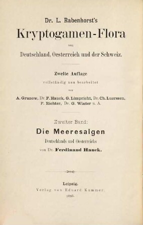 Dr. L. Rabenhorst's Kryptogamen-Flora von Deutschland, Österreich und der Schweiz, 2. Die Meeresalgen Deutschlands und Österreichs