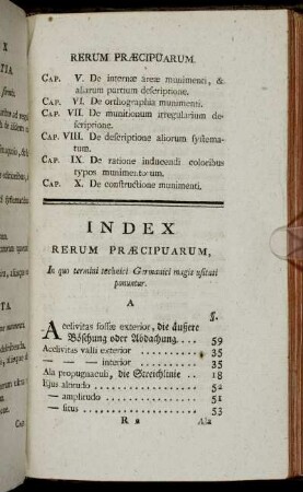 Index Rerum Præcipuarum, In quo termini technici Germanici magis ustati ponuntur.