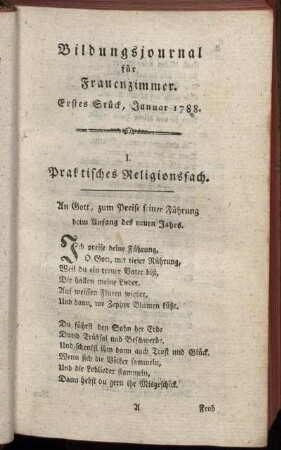 Erstes Stück, Januar 1788