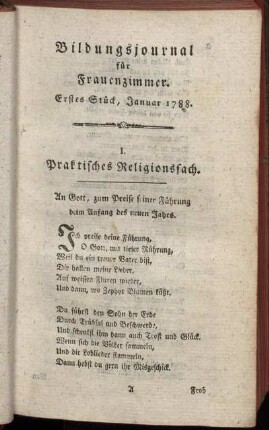 Erstes Stück, Januar 1788